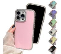 Generico Defendcase New Double-Sided Diamond-Embedded Case for Phone, Solid Color Anti-Drop All-Inclusive, Phone Case with Lens Protection for Phones 16/15/14/13/12 Series (Pink,16pro)
