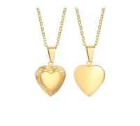 Generico Delicate Floral Oval Heart Locket Pendant Necklaces For Women,Stainless Steel Photo Frame Promise Love Keepsake Gift(PN-1364G)