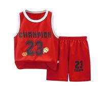 Generico Delle Principesse Set di pantaloncini sportivi per bambini Tuta da ragazzo in maglia Canotta da basket in 2 pezzi e set di pantaloncini in rete Cose per Ragazze 14 Anni (Red, 2-3 Years)