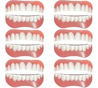 Generico Dentiera Istantanee Faccette Denti Finti Comodo Riutilizzabile Dentiera Cosmetici Superiore e Inferiore per Uomini e Donne Copertura di Denti Imperfetti,A,6PCS