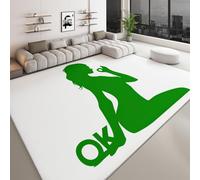 Generico Design Di Silhouette Tappeto Salotto Donna Che Fa Il Gesto Ok 80 x 150 cm Tappeti Moderno Del Soggiorno, Bianco Tappeto Lavabile - Per La Camera Da Letto La Cucina Il Tavolo Della Sala