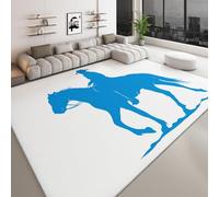 Generico Design Di Silhouette Tappeto Salotto Vaquero Azul Cabalgando 80 x 150 cm Tappeti Moderno Del Soggiorno, Bianco Tappeto Lavabile - Per La Camera Da Letto La Cucina Il Tavolo Della Sala