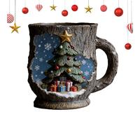 Generico -Design Safttasse - Harz Weihnachtsbecher mit ergonomischem Griff | Festliche Kaffeetasse für Zuhause Schule & Büro | Dekorativer Trinkbecher mit Rindenmuster | für Weihnachten