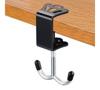 Generico Desk Bag Hanger, Headphone Holder With Double Iron Hooks, Under Desk Clamp Mount, Adjustable Thickness Organizer For Bags And Accessories, Space Saving Hook For Bathroom Kitchen