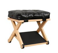 Generico Desk Foot Stool - Wood Leather Sponge 33x26.9x23cm Double Layer Slanted Design | Under Desk Foot Rest Ergonomic Support | Adjustable Comfort Leg Rest For Home Office Dorm Study Bedroom Use