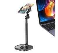 Generico Desktop Phone Holder - Magnetic Height Adjustable, Adjustable Phone Stand, Unique Mount for Video Calls Recording, Stable Viewing Function, Home Fitness Workout Travel, Small Metal Black