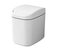 Generico Desktop Trash Bin, Small Table Wastebasket, Lid Closure Design, Multi-Functional Organizer, Home Workplace Cleaning Use, 6.3x4.41x6.5 Inches, White Cream Color, 1 Piece