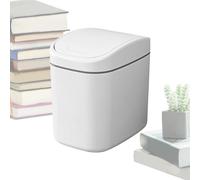 Generico Desktop Trash Can - Small Multi-Functional Bin, Lid Covered Dustbin, Vanity Wastebasket, Compact Garbage Dispenser, Coffee Table Organization, Home Car White