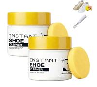 Generico Detergente e Crema Sbiancante Delicata per Scarpe - Pasta Solida Multiuso Senza Risciacquo per Sneaker in Pelle, Rimozione Istantanea delle Macchie con Spugna Integrata, 100 g (2PCS)
