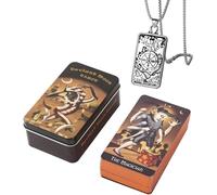 Generico Deviant Moon Tarot - Mazzo tascabile per principianti in lattina di metallo - Design mistico, facile da usare