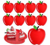 Generico di carta - Design rosso a forma di frutta, piattis piani usa e getta robusti da 10 pezzi da 18 cm, set di stoviglie leggere in confezione sfusa, da portata in stile ecologico, essenziali