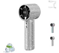 Generico Diamond Portable Fan, Diamond Handheld Mini Fan, Rechargeable Silent Desktop Fans, with LED Light, USB Rechargeable, for Travels Office Outdoor, Makeup (Silver*1)