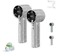 Generico Diamond Portable Fan, Diamond Handheld Mini Fan, Rechargeable Silent Desktop Fans, with LED Light, USB Rechargeable, for Travels Office Outdoor, Makeup (Silver*2)