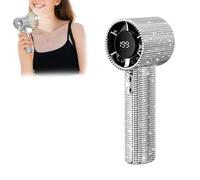 Generico Diamond Portable Fan, Full Deluxe Diamond Crafted PortableHandheld, Turbo Fan,Handheld Mini, Rechargeable Silent Desktop, Crystal Design Gift for Women Girls (Silver)