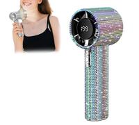 Generico Diamond Portable Fan, Full Deluxe Diamond Crafted PortableHandheld, Turbo Fan,Handheld Mini, Rechargeable Silent Desktop, Crystal Design Gift for Women Girls (Color)