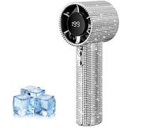 Generico Diamond Portable Fan, Mini Handheld Fan Rechargeable Quiet Desk, 199-Speed PortableUSB Rechargeable Pocket Fans, LED Display for Home and Outdoor (Silver)