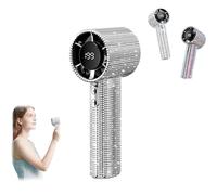 Generico Diamond Portable Fan, Mini Personal Fans Rechargeable, Diamond Handheld Mini Fans With Digital Display, For Travel Office Outdoor Makeup, Crystal Design Gift for Women Girls (Silver)