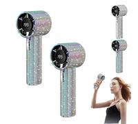 Generico Diamond Portable Fan, Operated Mini Small Pocket Mini Fan, With Digital Display Usb Face Small Fans, for Travel/Outdoor/Vacation/Beach/Outdoor Activities (2-PCS Color)