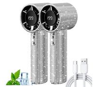 Generico Diamond Portable Fan, Portable Handheld Turbo Fan - Fashion Full Diamond, 1800mAh Rechargeable Quiet Desk with LED Light, Mini Handheld Fans for Women Girls (White Diamond 2 pcs)