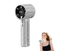 Generico Diamond Portable Fan, Portable Handheld Turbo Fan, Mini Personal Fans,Rechargeable Quiet Desk with Digital Display,for Travel Office Outdoor Makeup (Silver)