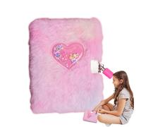 Genérico Diary with Lock for Girls,Writing Journal Lined Pages Notebook - Kids Plush Heart Journal Secret Writing Diary Children Girls Aged 6-12