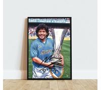 Generico Diego Armando Maradona Coppa Uefa Napoli Autografo Digitale ANDSAL Arte A3 Poster Decorativo, Regalo Stampato Idea Regalo Appossionati Di Sport, A3 CORNICE NERA