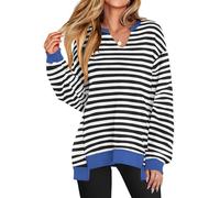 Generico Diligentup Womens Oversized Sweatshirt, Long Sleeve Tunic Shirts V Neck Loose Pullover Tops,2025 Trendy Fall Teen Girls Outfit (6,XXL)