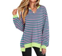 Generico Diligentup Womens Oversized Sweatshirt, Long Sleeve Tunic Shirts V Neck Loose Pullover Tops,2025 Trendy Fall Teen Girls Outfit (5,s)