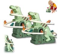 Generico Dinosaur Climbing Slide Music Toy, Electric Dinosaur Climbing Stairs Toy, Electric Race Track Game Fun Slide Roller Coaster Toys, Double pulley design with Light and Music (2PCS)
