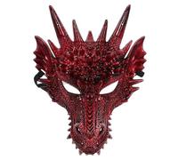 Generico Dinosaur Costume Mask For Men & Women - Funny Cosplay Headgear With Decorations, Party Supplies For Halloween & Theme Parties(Red)