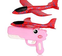 Generico Dinosaur Foam Glider Launcher Toy, Foam Glider Airplane Launcher Toy Dual Flight Modes, Fun Outdoor Flying Catapult Toy - Fun Birthday Gifts & Party Favors (1PCS * Pink)