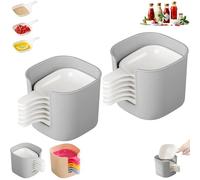 Generico Dipping Sauce Plate And Holder Set, 6 Pcs DippingSauce Plate, Plastic Dipping Dish with Storage Box, Mini DippingBowls with Handle,Soy Sauce Dish,for Soy, Barbecue and Party Dinner (white*2)