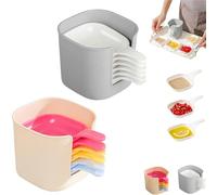 Generico Dipping Sauce Plate and Holder Set, 7 Pcs Dipping Sauce Plate, Mini DippingBowls with Handle, Space-Saving Design, for Ketchup Soy Barbecue (Mix)