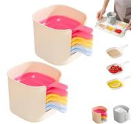 Generico Dipping Sauce Plate and Holder Set, 7 Pcs Dipping Sauce Plate, Mini DippingBowls with Handle, Space-Saving Design, for Ketchup Soy Barbecue (Style B*2)