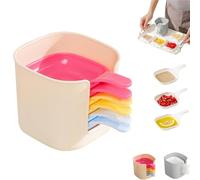 Generico Dipping Sauce Plate and Holder Set, 7 Pcs Dipping Sauce Plate, Mini DippingBowls with Handle, Space-Saving Design, for Ketchup Soy Barbecue (Style B*1)