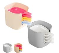 Generico Dipping Sauce Plate And Holder Set, 7PCS Plastic Dipping Bowls with Storage Box, Mini DippingBowls with Handle, for Ketchup, Soy, Barbecue and Party Dinner (Multicolor+White)