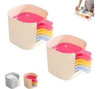 Generico Dipping Sauce Plate And Holder Set, 7PCS Plastic Dipping Bowls with Storage Box, Mini DippingBowls with Handle, for Ketchup, Soy, Barbecue and Party Dinner (Multicolor*2)