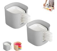 Generico Dipping Sauce Plate And Holder Set, 7PCS Plastic Dipping Bowls with Storage Box, Mini DippingBowls with Handle, for Ketchup, Soy, Barbecue and Party Dinner (White*2)