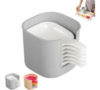 Generico Dipping Sauce Plate And Holder Set, 7PCS Plastic Dipping Bowls with Storage Box, Mini DippingBowls with Handle, for Ketchup, Soy, Barbecue and Party Dinner (White*1)