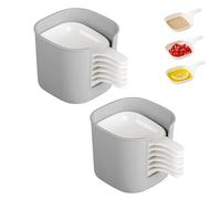 Generico Dipping Sauce Plate and Holder Set, Mini Dipping Bowls with Handle, 7 Pcs Dipping Sauce Plate, Vinegar & Soy Sauce Dish Set, for Ketchup, Soy, Barbecue and Party (2 Sets)
