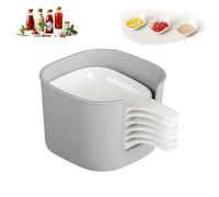 Generico Dipping Sauce Plate and Holder Set, Mini Dipping Bowls with Handle, for Ketchup, Soy, Barbecue, Condiments, Snacks, Fruits, Party Space-Saving Design (Gray)