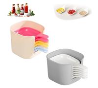 Generico Dipping Sauce Plate and Holder Set, Mini Dipping Bowls with Handle, for Ketchup, Soy, Barbecue, Condiments, Snacks, Fruits, Party Space-Saving Design (Pink Gray)