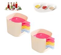 Generico Dipping Sauce Plate and Holder Set, Mini Dipping Bowls with Handle, for Ketchup, Soy, Barbecue, Condiments, Snacks, Fruits, Party Space-Saving Design (Pink 2)