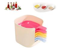 Generico Dipping Sauce Plate and Holder Set, Mini Dipping Bowls with Handle, for Ketchup, Soy, Barbecue, Condiments, Snacks, Fruits, Party Space-Saving Design (Pink)
