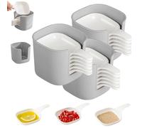 Generico Dipping Sauce Plate and Holder Set,Mini Dipping Bowls with Handle,Soy Sauce Dish,1 Rack with 6 Counts Seasoning Dish,for Ketchup, Soy, Barbecue and Party Dinner (White*3set)