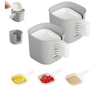 Generico Dipping Sauce Plate and Holder Set,Mini Dipping Bowls with Handle,Soy Sauce Dish,1 Rack with 6 Counts Seasoning Dish,for Ketchup, Soy, Barbecue and Party Dinner (White*2set)