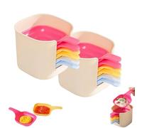 Generico Dipping Sauce Plate and Holder Set,Mini Dipping Bowls with Handle,Soy Sauce Dish,1 Rack with 6 Counts Seasoning Dish,for Ketchup, Soy, Barbecue and Party Dinner (Multicolor*2set)