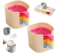 Generico Dipping Sauce Plate and Holder Set, Mini Home Kitchen Seasoning Sauce Dishes Bowls, 6Pcs Plastic Dipping Dish with Storage Box, for Condiments, Snacks, and Fruits (Colorful*2)