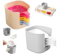 Generico Dipping Sauce Plate and Holder Set, Mini Home Kitchen Seasoning Sauce Dishes Bowls, 6Pcs Plastic Dipping Dish with Storage Box, for Condiments, Snacks, and Fruits (Mix*2)