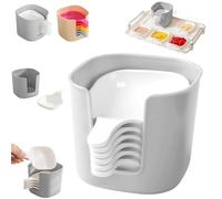 Generico Dipping Sauce Plate and Holder Set, Mini Home Kitchen Seasoning Sauce Dishes Bowls, 6Pcs Plastic Dipping Dish with Storage Box, for Condiments, Snacks, and Fruits (White)